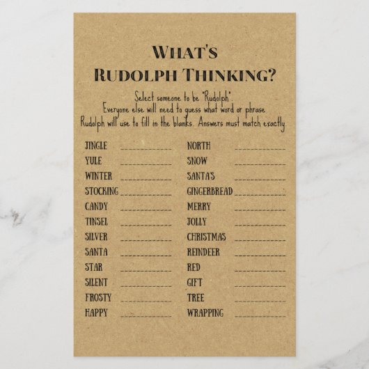 家族の素朴クリスマスパーティーゲーム印刷 (正面)