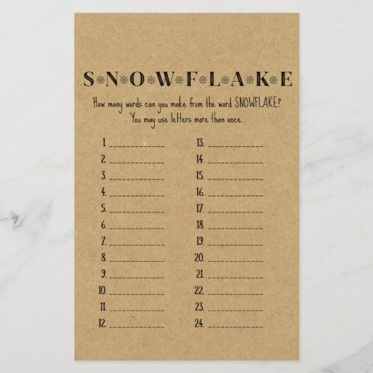 家族の素朴クリスマスパーティーゲーム印刷 (正面)