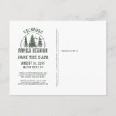 家族の素朴懇親会は日付の森の木を保存 インビテーションポストカード (裏面)