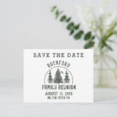 家族の素朴懇親会は日付の森の木を保存 インビテーションポストカード (スタンド正面)