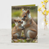 家族の絆:ママとベビーQuokka、誕生日カード カード (黄色い花)