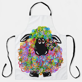 家族の美しい虹の羊 エプロン