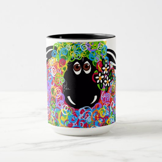 家族の美しい虹の羊 マグカップ (中央)