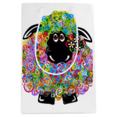 家族の美しい虹の羊 ミディアムペーパーバッグ (正面)