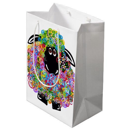家族の美しい虹の羊 ミディアムペーパーバッグ (裏面アングル)