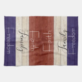 家族の自由に愛国心のある木材 キッチンタオル (横)