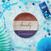 家族の自由に愛国心のある木材 ペーパープレート (パーティー)