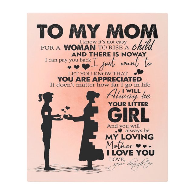 家族の装飾 |母への手紙デザイン| メタルプリント (正面)