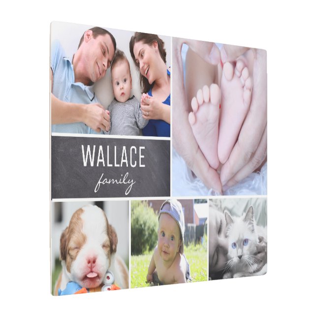 家族の複数のフォトコラージュ複数 メタルプリント (アングル)