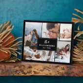 家族の複数の写真コラージュがブラックを確立 フォトプラーク (側面)