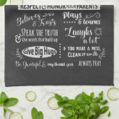 家族の規則 – キリスト教の価値観が一緒に住む キッチンタオル (折り畳み)