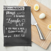 家族の規則 – キリスト教の価値観が一緒に住む キッチンタオル (四つ折り)