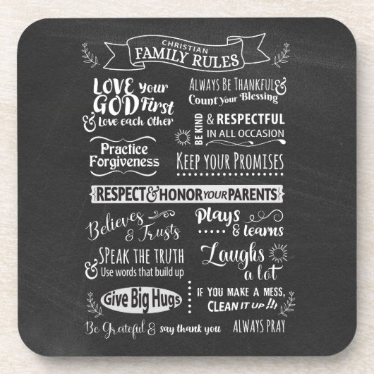 家族の規則 – キリスト教の価値観が一緒に住む コースター (正面)