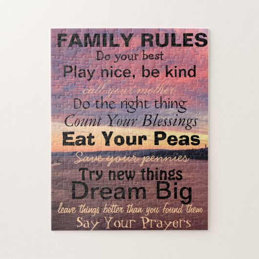 家族の規則、パーソナライズされた家族 ジグソーパズル (縦)