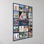 家族の記念写真コラージュNavy Blueと実在 箔ポスター (レイダウン)