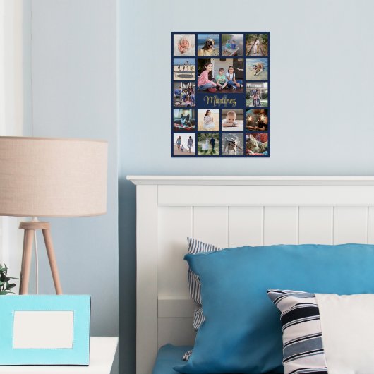 家族の記念写真コラージュNavy Blueと実在 箔ポスター (インサイチュ (寝室))