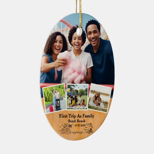 家族の記念品として最初の旅&カスタム4枚の写真 セラミックオーナメント (右)