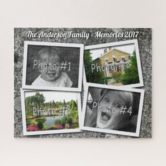 家族の記憶は花こう岩の4つのxのカスタムな写真揺れます ジグソーパズル (横)
