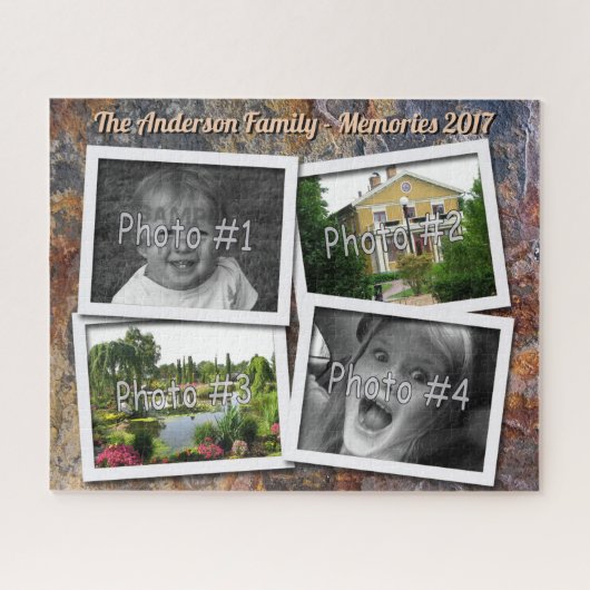 家族の記憶汚い石の4つのxのカスタムな写真 ジグソーパズル (横)