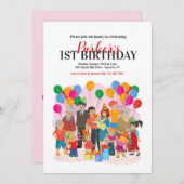 家族の誕生日のパーティの招待状 招待状 (正面/裏面)