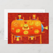 家族の誕生日紅茶絵画 ポストカード (正面/裏面)