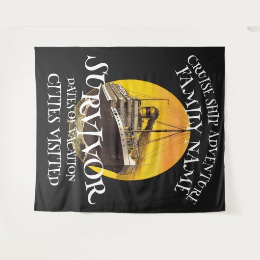 家族の誕生日2024パーティーTシャツ同窓会引退 タペストリー (正面(横))