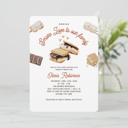 家族の赤ちゃんシャワーにもっと愛を追加 招待状 (スタンド正面)