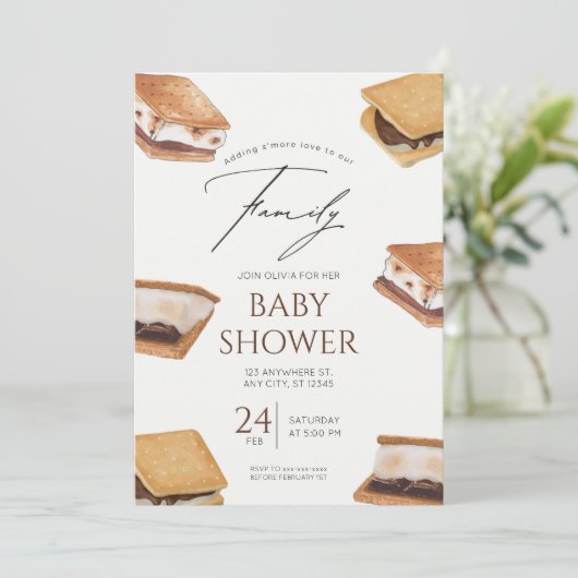 家族の赤ちゃんシャワーにもっと愛を追加 招待状 (スタンド正面)