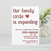 家族の輪が広がっている共同ベビーシャワー 招待状 (スタンド正面)