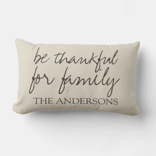 家族の農家のスタイルの名前のために感謝していて下さいあって下さい ランバークッション (正面)
