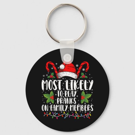 家族の遊クリスマスにおざおざになる可能性が高い キーホルダー (正面)