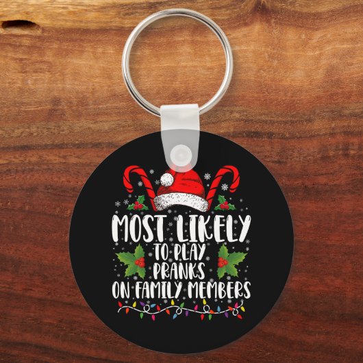 家族の遊クリスマスにおざおざになる可能性が高い キーホルダー (正面)