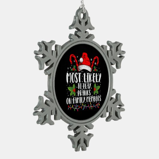 家族の遊クリスマスにおざおざになる可能性が高い スノーフレークピューターオーナメント (左)