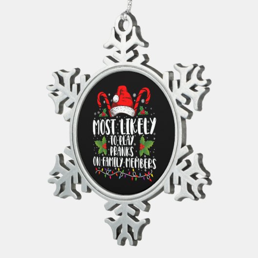 家族の遊クリスマスにおざおざになる可能性が高い スノーフレークピューターオーナメント (右)