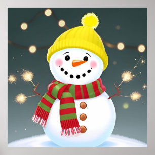 家族の部屋のためのフェスティブスノーマンクリスマス装飾 ポスター