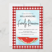 家族の集まり 赤白のバッファローチェック 招待状 (正面)