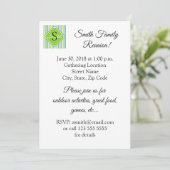 家族の集まり 青と緑のストライプ 招待状 (スタンド正面)