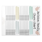 家族の雑用グラフの毎週の切り離し ノートパッド (正面)