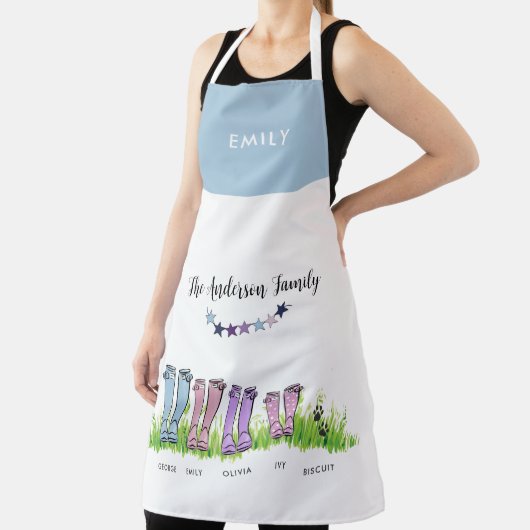 家族の雨のブーツ、ウェリントンかわいいギフトおもしろいデコール エプロン (インサイチュ)