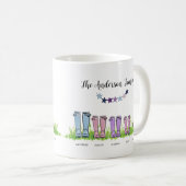 家族の雨靴パーソナライズされたギフトエレガント コーヒーマグカップ (正面右)