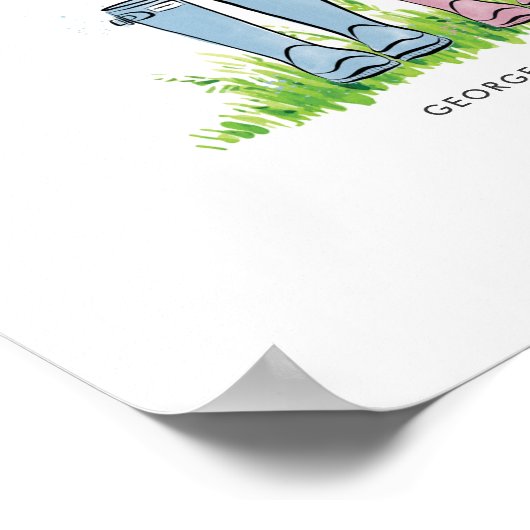 家族の雨靴パーソナライズされたギフトエレガント ポスター (角)