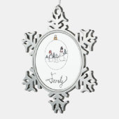 家族の雪だるまのオーナメント スノーフレークピューターオーナメント (右)