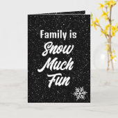 家族の雪の多くのおもしろい黒に雪のフレークと文字 カード (黄色い花)