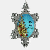 家族の雪片のオーナメント スノーフレークピューターオーナメント (左)