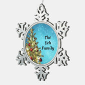 家族の雪片のオーナメント スノーフレークピューターオーナメント (右)