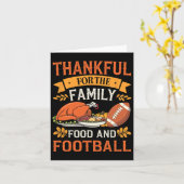 家族の食べ物とサッカーの感謝祭に感謝する カード (黄色い花)