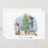 家族の飾クリスマスツリーホリデーカード シーズンカード (正面/裏面)