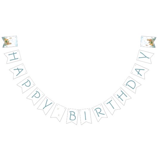 家族の魚釣り旅行:男の子の1歳の誕生日 バンティングフラッグ (全)