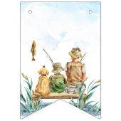 家族の魚釣り旅行:男の子の1歳の誕生日 バンティングフラッグ (第1の旗)