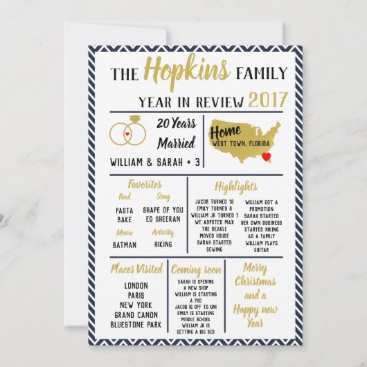 家族の1年を振り返る、家族のクリスマスイベント 招待状 (正面)